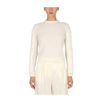 Max Mara Smirne Ronde Hals Gebreid - Dames - Ronde hals truien - Wit - M - Wol - Truien & Vesten