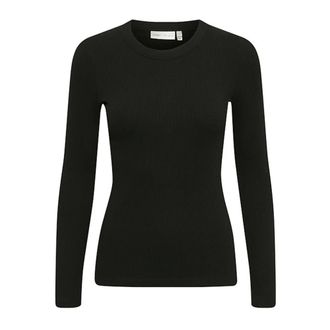 Inwear Zwarte longsleeve T-shirt - Dames - Tops - Zwart - Maat: 3XL Katoen