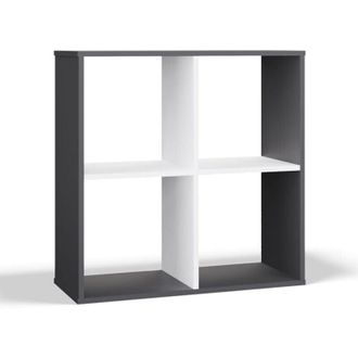 Topeshop Marion - Scaffale funzionale libreria camera da letto/ufficio/soggiorno - Dimensioni: 75x75x30 - Antracite e bianco
