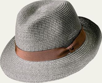 inverni Mens Small-Brim Woven Hemp Panama Hat