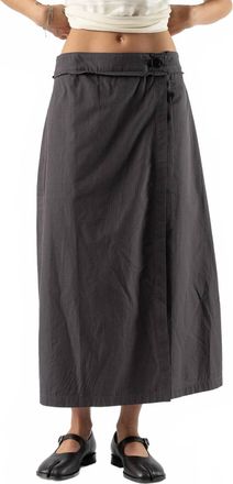 Mfpen Classic Wrap Skirt In Mushroom Micro Check
