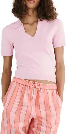Mango Johnny Collar Polo in Pink at Nordstrom, Size X-Small