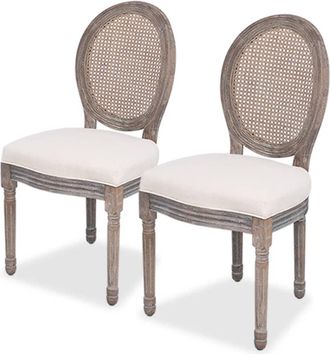 vidaXL Vidaxl - Sillas De Comedor 2 Unidades Tela Color Crema