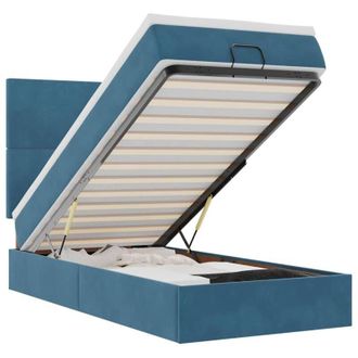 vidaXL Estructura Cama Otomana Colchones Terciopelo Azul Oscuro Vidaxl