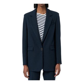 Fracomina Blazers, female, Blue, Size: XL Long Blazer Jacket