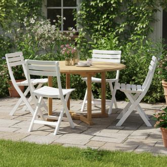 Dmora Sedia Da Esterno Jennie, 4 Sedie, Pieghevole Made In Italy, Peso Supportato 120 Kg, Bianco