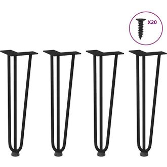 vidaXL Patas De Horquilla Para Mesa De Centro (4 Unidades), Color Negro, 42 Cm, Acero Macizo Vidaxl