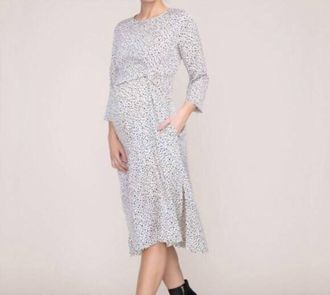 Hatch Lauren Maternity Dress In White Cheetah
