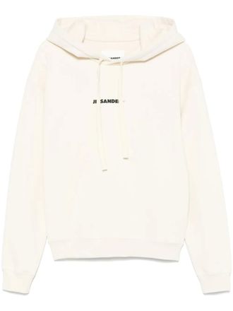 Jil Sander logo-print hoodie - men - Cotton/Cotton - M - Neutrals