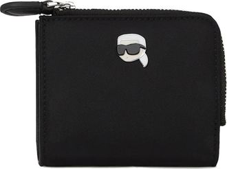Karl Lagerfeld Ikon Nylon Pin Small Zip Wallet - Dames - Portefeuilles - Zwart - ONE Size - Nylon - Accessoires