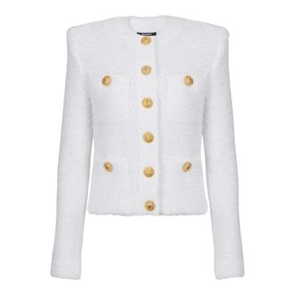 Balmain Tweed Jackets, female, White, M, Miami tweed 4-pocket jacket