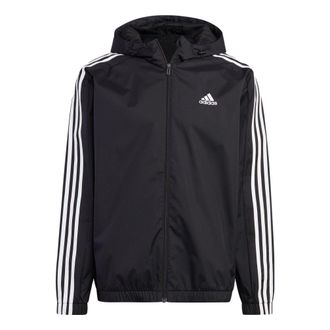 adidas Essentials 3-Stripes Woven Windbreaker Black IB0384