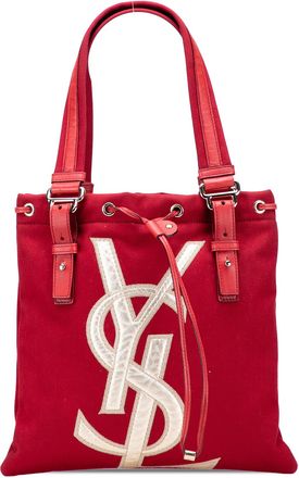 Saint Laurent Pre-owned Womens Vintage Ysl Canvas Tote Bag - Red Textile - One Size