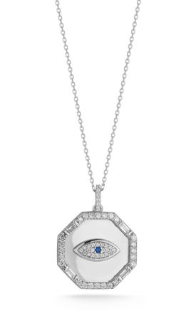 Glaze Jewelry Sterling Silver Evil Eye Octagon Necklace