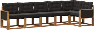 vidaXL Conjunto De Sof&aacute;s De Exterior 6 Uds. Natural Y Negro Vidaxl