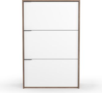 HERDASA Zapatero Con 3 Puertas Abatibles, Modelo Arhus (519), En Nogal Y Blanco