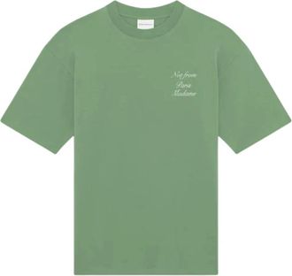 Dr&ocirc;le de Monsieur Calligraphy Slogan T-Shirt - Heren - T-shirts - Groen - M - Katoen - Tops