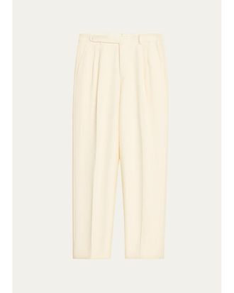 Brioni Mens Capri Wool Double-Pleated Trousers