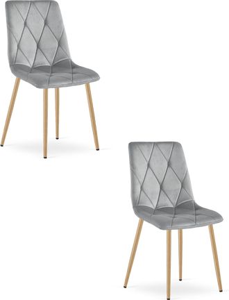 OEM Silla Libra - Terciopelo Gris Claro / Patas Color Madera X 2