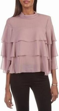 Bishop + Young Ruffle High-Neck Blouse In Mauve