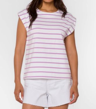 Velvet Heart Womens Derrick Top In Optic White Lavender Bloom Stripe