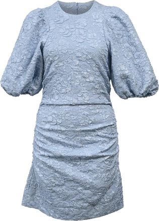 Ganni Ganni Recycled-Cloqu&eacute; Mini Dress In Blue Recycled Polyester