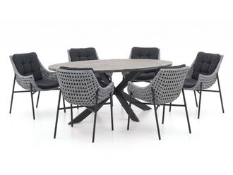 Manifesto Furniture + 15% kassakorting | Manifesto Novara/Fidenza ovaal 180cm dining tuinset 7-delig