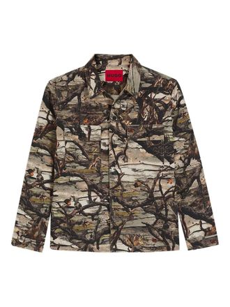 HUGO BOSS buttoned patterned jacket - men - Cotton - L - Brown