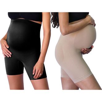 Ingrid & Isabel Seamless Maternity Shapewear Short 2-Pack Bundle in Black/beige at Nordstrom, Size X-Large
