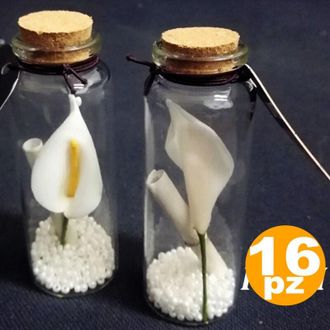 Trade Shop Trade Shop - Set 16 Bomboniere Ampolla Fiore Corallini Pergamena Tappo Sughero Porta Confetti