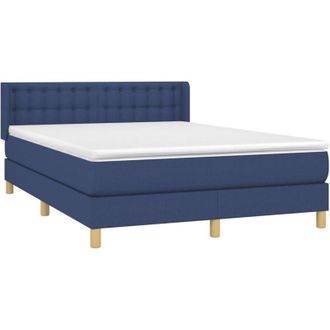 vidaXL Cama Box Spring Con Colch&oacute;n Tela Azul 140x190 Cm Vidaxl