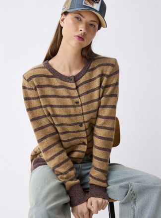 Twik Womens Blue stripes loose Cardigan Sweater