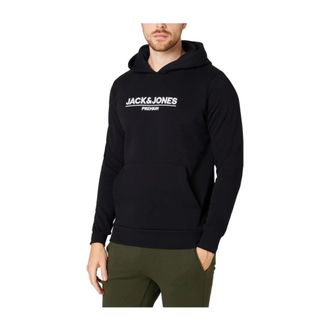 Jack & Jones Zachte Katoenen Hoodie met Logoprint - Heren - Hoodies - Zwart - S - Katoen - Hoodies & sweatvesten