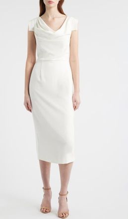 Black Halo Jacqueline Midi Gabardine Sheath Dress in Porcelain at Nordstrom, Size 12