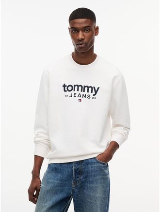 Tommy Hilfiger Mens Tommy Jeans Logo Sueded Sweatshirt - White - XXL