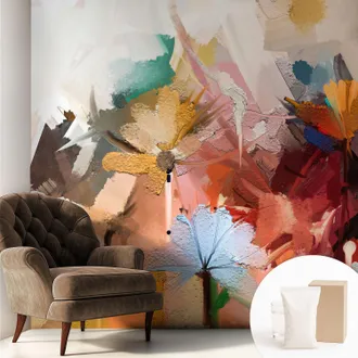 Tulup Carta Da Parati - Mural - Con Sala Da Pranzo - Camera Da Letto - Cameretta - Con Colla Gratuita Astratto Floreale 250x250 Cm