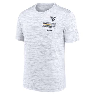Nike West Virginia Campus Chest Stack Velocity Nike Mens Dri-FIT College T-Shirt in White | NKPQ10AWVN-72A
