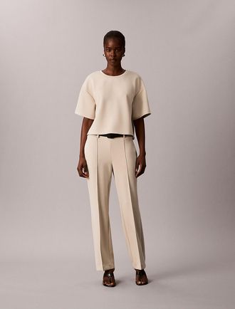 Calvin Klein Womens Soft Pintuck Pull-On Belted Trousers - Neutral - XS