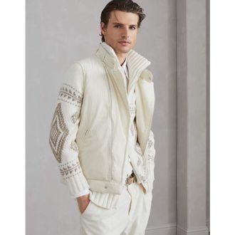 Brunello Cucinelli Mens Milk Corduroy Zip Front Vest, Size M