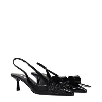 Prada Womens Patent Leather Heel Black