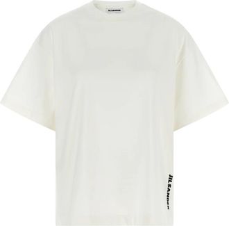 Jil Sander Plain Cotton Jersey T-Shirt - Dames - T-shirts - Wit - M - Katoen - Tops
