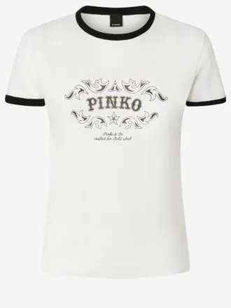 Pinko Logo-Embroidered T-Shirt - White