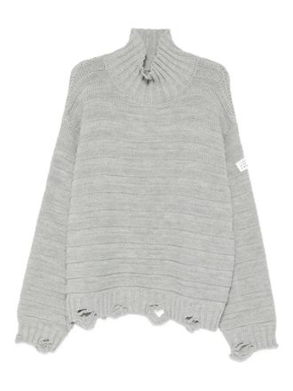 Maison Margiela Maglione a collo alto con frange - Grigio