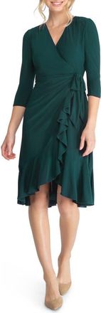 Kiyonna Whimsy Midi Wrap Dress in Hunter Green at Nordstrom, Size X-Large