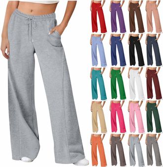 Generic Womens Sweatpants Plain Gym Sport Jogger Sweatpant & Winters Pants with Pockets Bottom Tracksuit Long Training Pant Baggy Elastic Waist Trousers for C