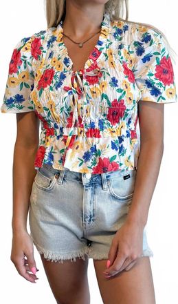 Olivaceous Elowyn Bloom Ruffle Blouse In White