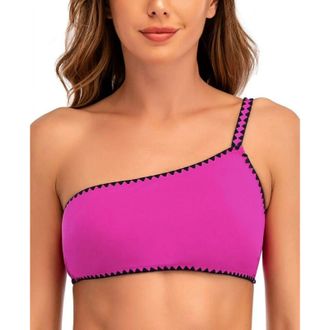 Lucky Brand Bikini Top Womens Pink One Shoulder Asymmetrical JDM1650