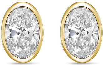 Diana M. Jewels 14Kt Yellow Gold 8.00 cts Lab Grown Oval Diamond Bezel Studs