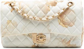 Chanel Pre-owned Womens Medium Classic Printed Denim Floral Double Flap - Ivory Textile - One Size