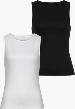Lascana Womens 2 Pk Basic Tank Tops in Black & White at Nordstrom, Size 6